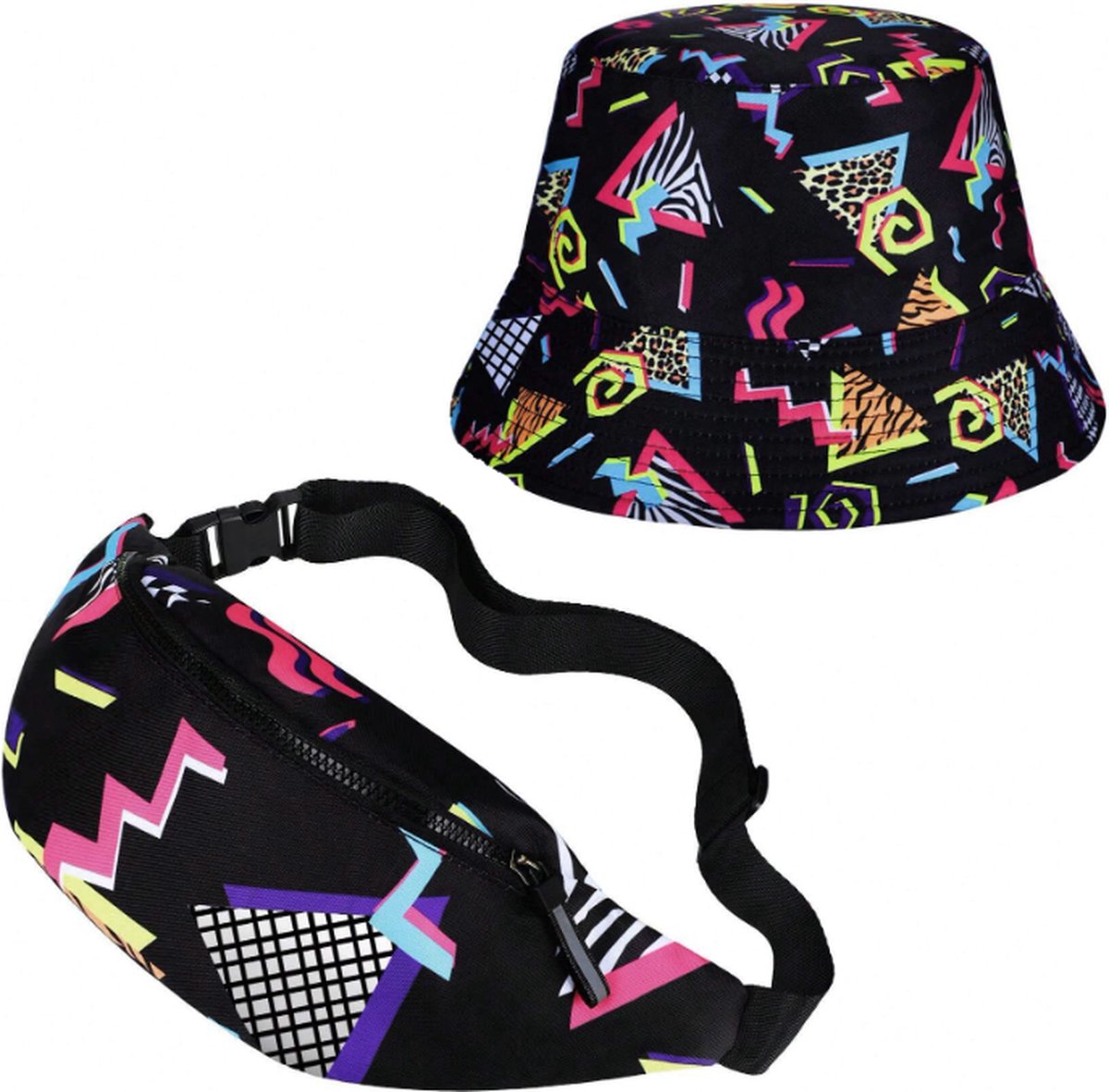 Carnaval Set: Bucket Hat + Heuptas - Disco/Retro | 100% Polyester | Fashion Favorite